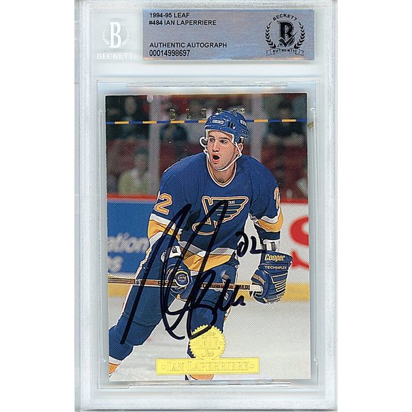 Ian Laperriere Signed 1994-95 Leaf Hockey Card Beckett St Louis Blues Autograph - Picture 1 of 5